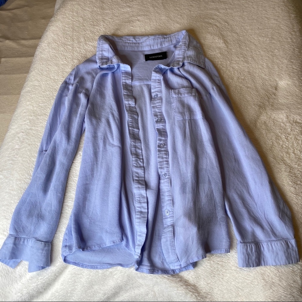 Button Down Periwinkle Top - Picture 2 of 3